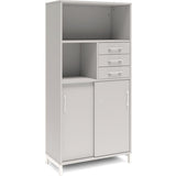 Kontorskab DNA, 800x1660 mm, Lys grå/Hvid, skydedør og skuffemodul 4A4/2A4 – image 1