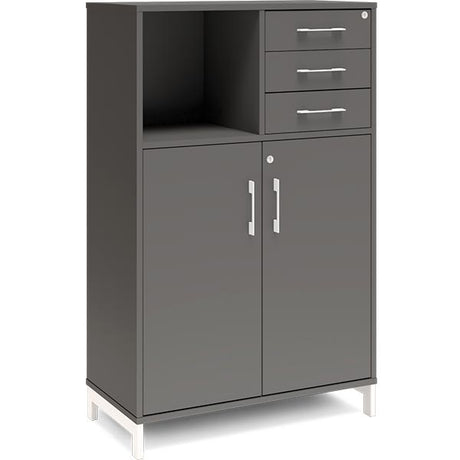 Kontorskab DNA, 800x1275 mm, Antracit/Hvid, skuffemodul 3A4/2A4 – image 1