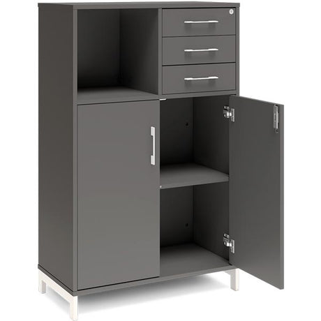 Kontorskab DNA, 800x1275 mm, Antracit/Hvid, skuffemodul 3A4/2A4 – image 2