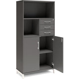 Ergoff Kontorskab DNA, 800x1660 mm, Antracit/Hvid, skuffemodul 4A4/2A4 – Bogreoler & kontorskabe (billede 2)