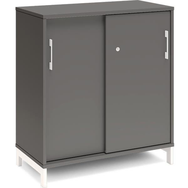 Ergoff Kontorskab DNA, 800x890 mm, Antracit/Hvid, skydedør 2A4 – Bogreoler & kontorskabe (billede 1)