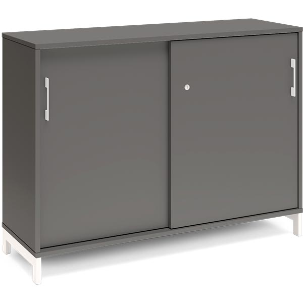 Ergoff Kontorskab DNA, 1200x890 mm, Antracit/Hvid, skydedør 2A4 – Bogreoler & kontorskabe (billede 1)