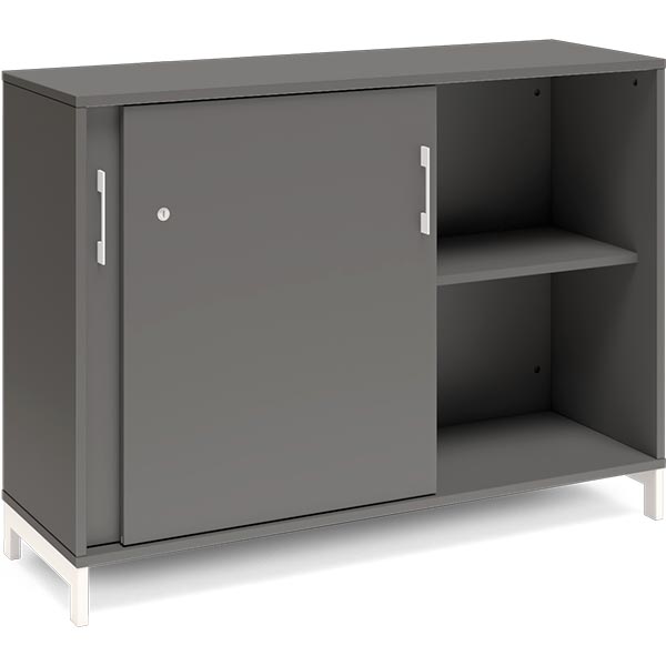 Ergoff Kontorskab DNA, 1200x890 mm, Antracit/Hvid, skydedør 2A4 – Bogreoler & kontorskabe (billede 2)