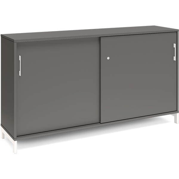 Ergoff Kontorskab DNA, 1600x890 mm, Antracit/Hvid, skydedør 2A4 – Bogreoler & kontorskabe (billede 1)