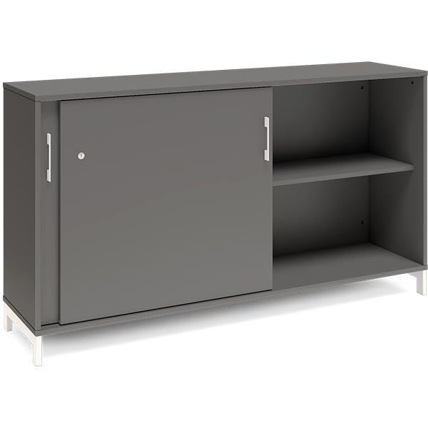 Ergoff Kontorskab DNA, 1600x890 mm, Antracit/Hvid, skydedør 2A4 – Bogreoler & kontorskabe (billede 2)