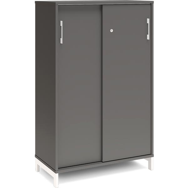 Ergoff Kontorskab DNA, 800x1275 mm, Antracit/Hvid, skydedør 3A4 – Bogreoler & kontorskabe (billede 1)