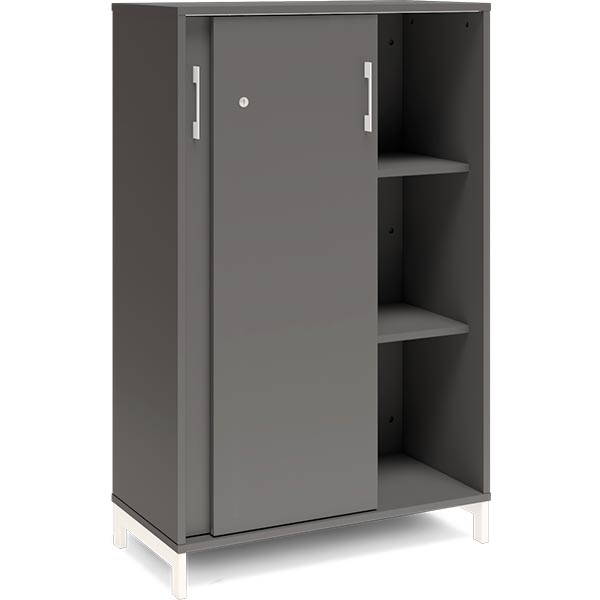 Ergoff Kontorskab DNA, 800x1275 mm, Antracit/Hvid, skydedør 3A4 – Bogreoler & kontorskabe (billede 2)
