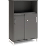 Ergoff Kontorskab DNA, 800x1275 mm, Antracit/Hvid, skydedør 3A4 – Bogreoler & kontorskabe (billede 1)