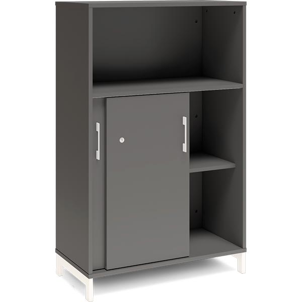 Ergoff Kontorskab DNA, 800x1275 mm, Antracit/Hvid, skydedør 3A4 – Bogreoler & kontorskabe (billede 2)