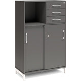 Ergoff Kontorskab DNA, 800x1275 mm, Antracit/Hvid, skydedør og skuffemodul 3A4/2A4 – Bogreoler & kontorskabe (billede 1)