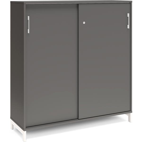 Ergoff Kontorskab DNA, 1200x1275 mm, Antracit/Hvid, skydedør 3A4 – Bogreoler & kontorskabe (billede 1)