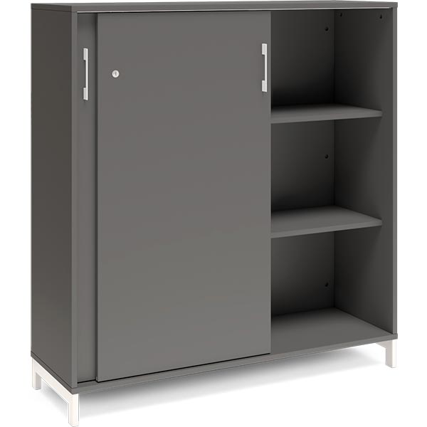 Ergoff Kontorskab DNA, 1200x1275 mm, Antracit/Hvid, skydedør 3A4 – Bogreoler & kontorskabe (billede 2)