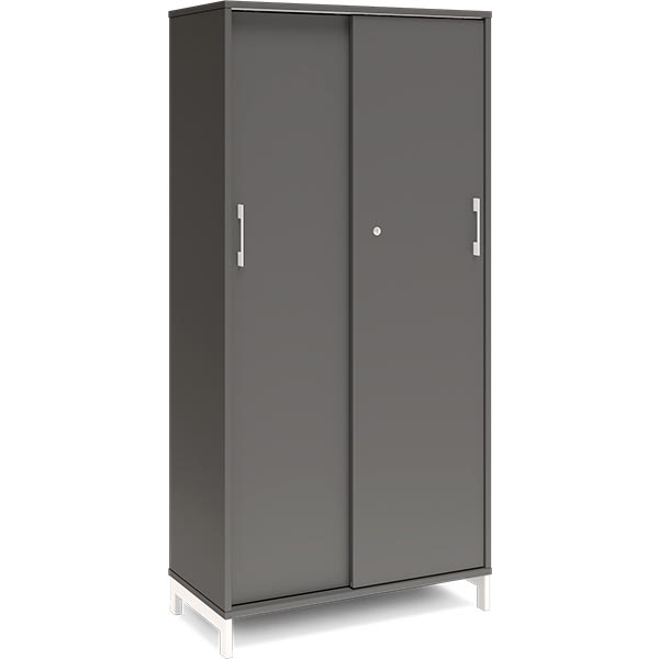 Ergoff Kontorskab DNA, 800x1660 mm, Antracit/Hvid, skydedør 4A4 – Bogreoler & kontorskabe (billede 1)