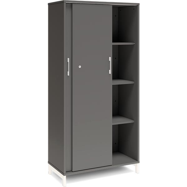 Ergoff Kontorskab DNA, 800x1660 mm, Antracit/Hvid, skydedør 4A4 – Bogreoler & kontorskabe (billede 2)