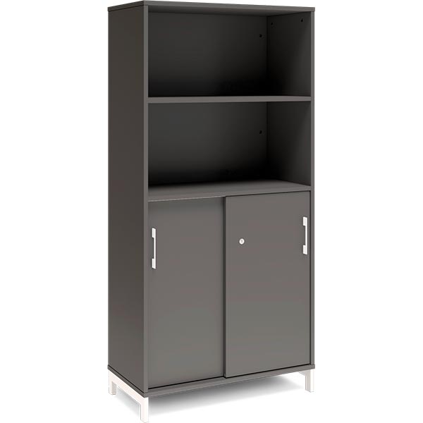 Kontorskab DNA, 800x1660 mm, Antracit/Hvid, skydedør 4A4 – image 1