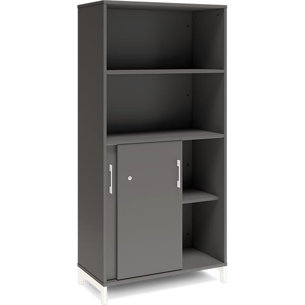 Kontorskab DNA, 800x1660 mm, Antracit/Hvid, skydedør 4A4 – image 2