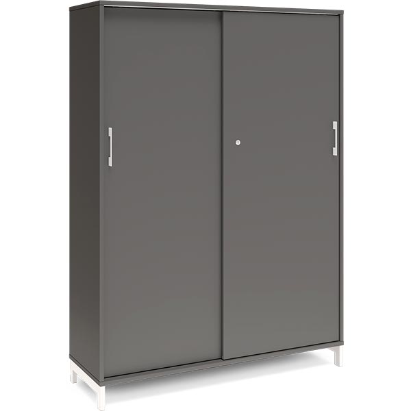 Ergoff Kontorskab DNA, 1200x1660 mm, Antracit/Hvid, skydedør 4A4 – Bogreoler & kontorskabe (billede 1)