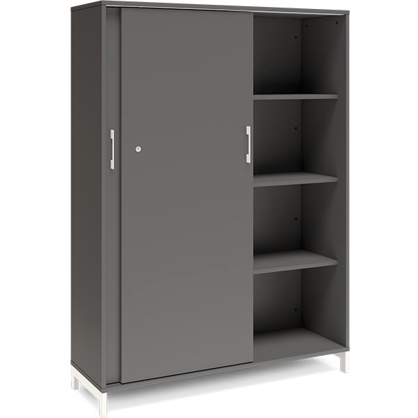 Ergoff Kontorskab DNA, 1200x1660 mm, Antracit/Hvid, skydedør 4A4 – Bogreoler & kontorskabe (billede 2)
