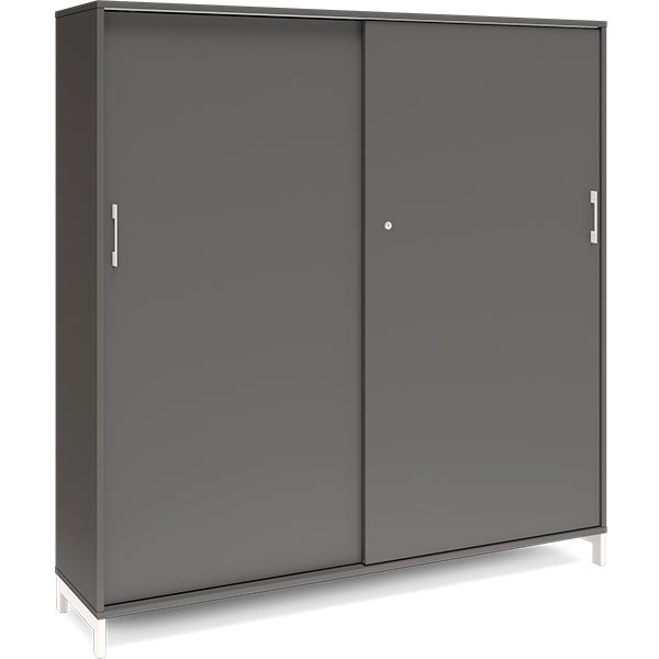 Ergoff Kontorskab DNA, 1600x1660 mm, Antracit/Hvid, skydedør 4A4 – Bogreoler & kontorskabe (billede 1)