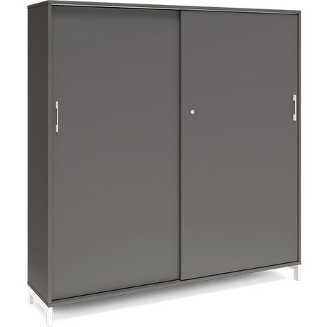 Ergoff Kontorskab DNA, 1600x1660 mm, Antracit/Hvid, skydedør 4A4 – Bogreoler & kontorskabe (billede 1)