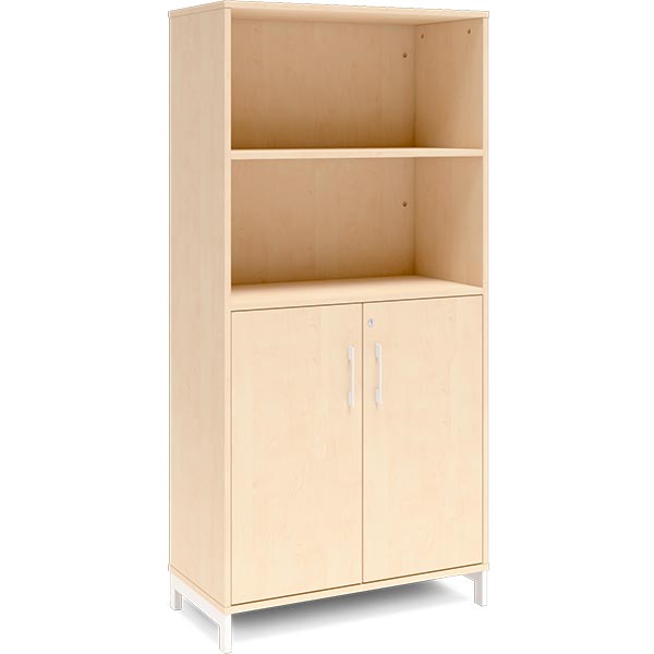 Ergoff Kontorskab DNA, 800x1660 mm, Birk/Hvid 4A4/2A4 – Bogreoler & kontorskabe (billede 1)