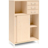 Kontorskab DNA, 800x1275 mm, Birk/Hvid, skydedør og skuffemodul 3A4/2A4