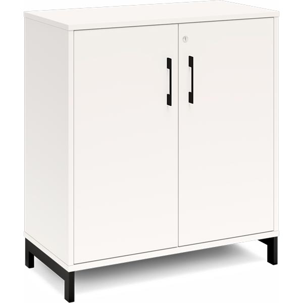 Ergoff Kontorskab DNA, 800x890 mm, Hvid/Sort 2A4/2A4 – Bogreoler & kontorskabe (billede 1)