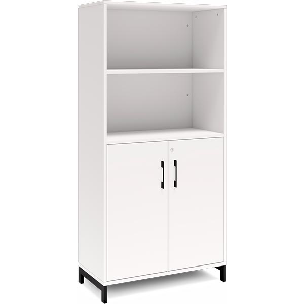 Ergoff Kontorskab DNA, 800x1660 mm, Hvid/Sort 4A4/2A4 – Bogreoler & kontorskabe (billede 1)