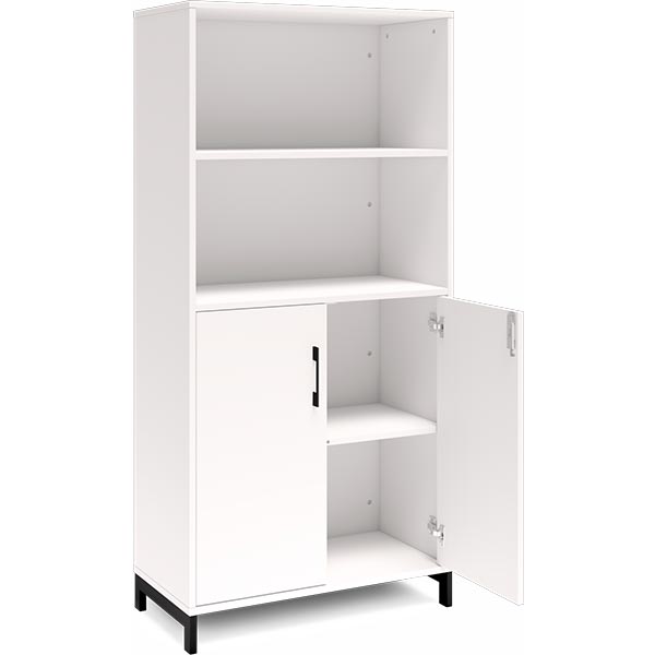 Ergoff Kontorskab DNA, 800x1660 mm, Hvid/Sort 4A4/2A4 – Bogreoler & kontorskabe (billede 2)