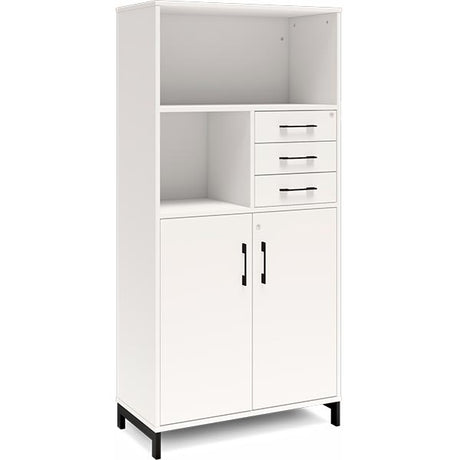 Ergoff Kontorskab DNA, 800x1660 mm, Hvid/Sort, skuffemodul 4A4/2A4 – Bogreoler & kontorskabe (billede 1)