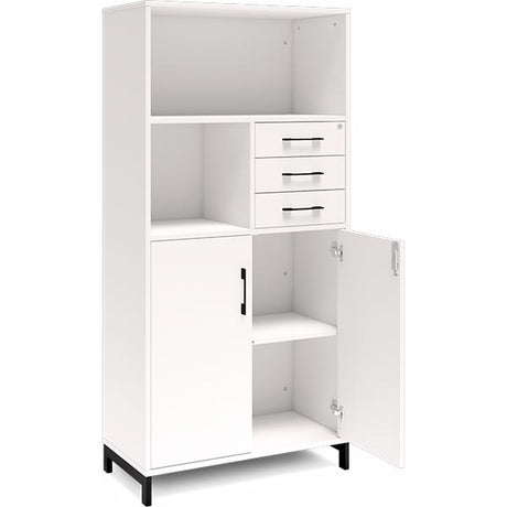 Ergoff Kontorskab DNA, 800x1660 mm, Hvid/Sort, skuffemodul 4A4/2A4 – Bogreoler & kontorskabe (billede 2)