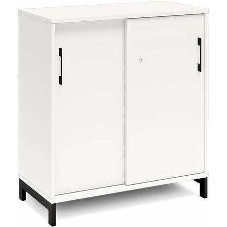 Ergoff Kontorskab DNA, 800x890 mm, Hvid/Sort, skydedør 2A4 – Bogreoler & kontorskabe (billede 1)