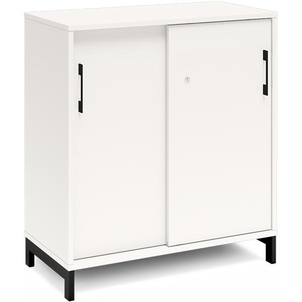 Ergoff Kontorskab DNA, 800x890 mm, Hvid/Sort, skydedør 2A4 – Bogreoler & kontorskabe (billede 1)