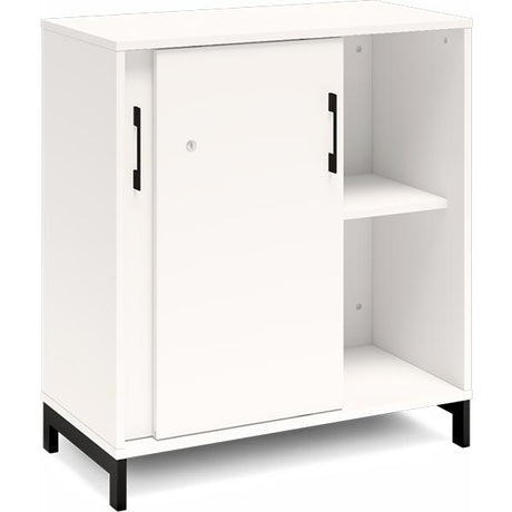 Ergoff Kontorskab DNA, 800x890 mm, Hvid/Sort, skydedør 2A4 – Bogreoler & kontorskabe (billede 2)