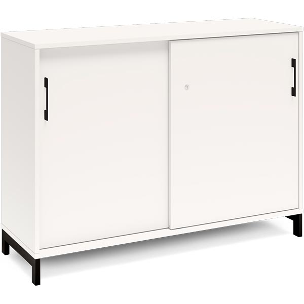 Ergoff Kontorskab DNA, 1200x890 mm, Hvid/Sort, skydedør 2A4 – Bogreoler & kontorskabe (billede 1)