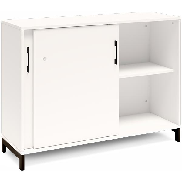 Ergoff Kontorskab DNA, 1200x890 mm, Hvid/Sort, skydedør 2A4 – Bogreoler & kontorskabe (billede 2)