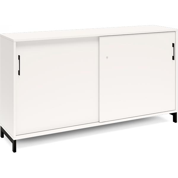 Ergoff Kontorskab DNA, 1600x890 mm, Hvid/Sort, skydedør 2A4 – Bogreoler & kontorskabe (billede 1)