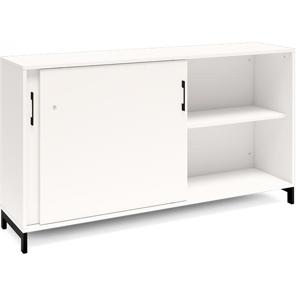 Ergoff Kontorskab DNA, 1600x890 mm, Hvid/Sort, skydedør 2A4 – Bogreoler & kontorskabe (billede 2)