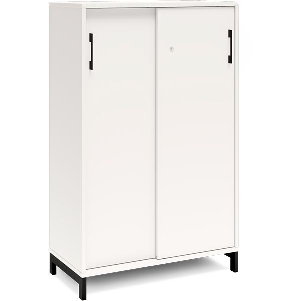 Ergoff Kontorskab DNA, 800x1275 mm, Hvid/Sort, skydedør 3A4 – Bogreoler & kontorskabe (billede 1)