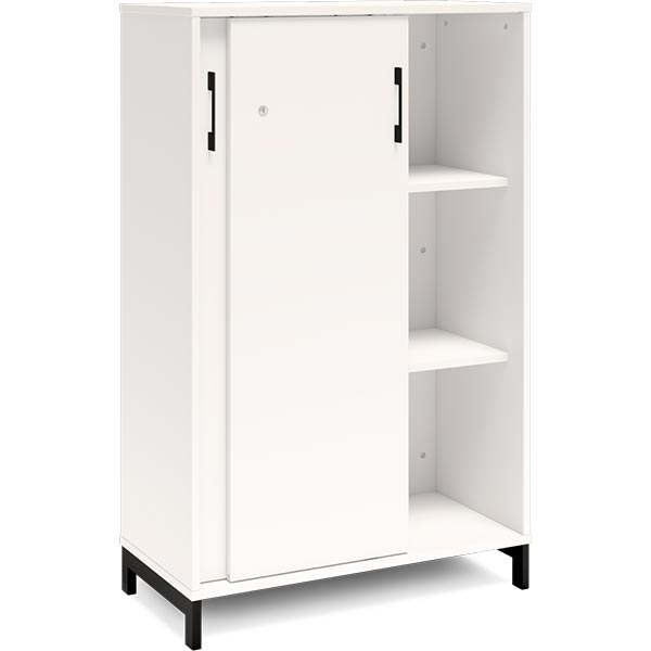 Ergoff Kontorskab DNA, 800x1275 mm, Hvid/Sort, skydedør 3A4 – Bogreoler & kontorskabe (billede 2)