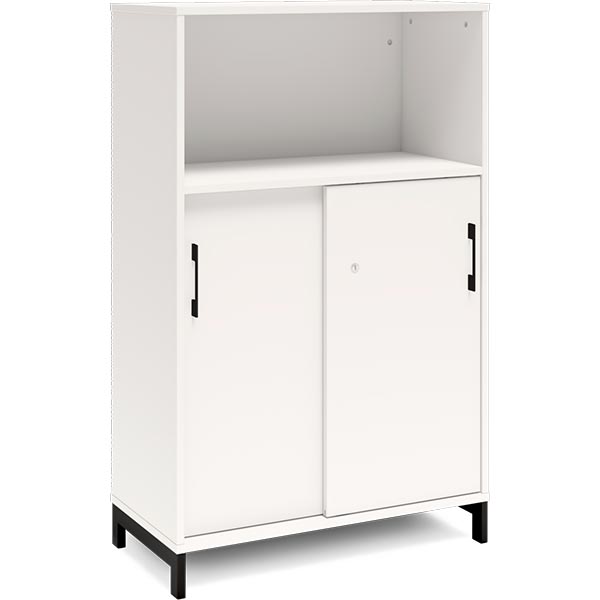 Ergoff Kontorskab DNA, 800x1275 mm, Hvid/Sort, skydedør 3A4 – Bogreoler & kontorskabe (billede 1)