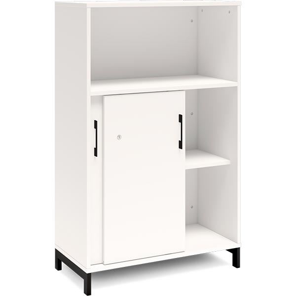 Ergoff Kontorskab DNA, 800x1275 mm, Hvid/Sort, skydedør 3A4 – Bogreoler & kontorskabe (billede 2)