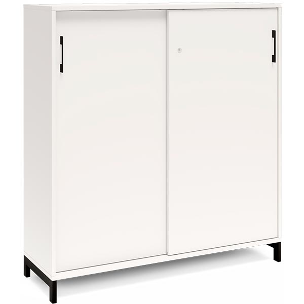Ergoff Kontorskab DNA, 1200x1275 mm, Hvid/Sort, skydedør 3A4 – Bogreoler & kontorskabe (billede 1)