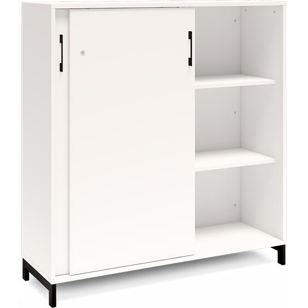 Ergoff Kontorskab DNA, 1200x1275 mm, Hvid/Sort, skydedør 3A4 – Bogreoler & kontorskabe (billede 2)