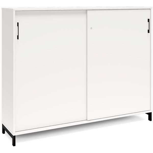 Ergoff Kontorskab DNA, 1600x1275 mm, Hvid/Sort, skydedør 3A4 – Bogreoler & kontorskabe (billede 1)