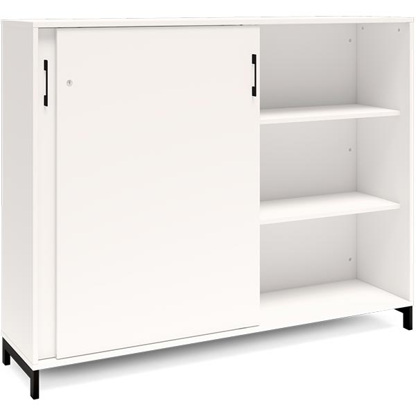Ergoff Kontorskab DNA, 1600x1275 mm, Hvid/Sort, skydedør 3A4 – Bogreoler & kontorskabe (billede 2)