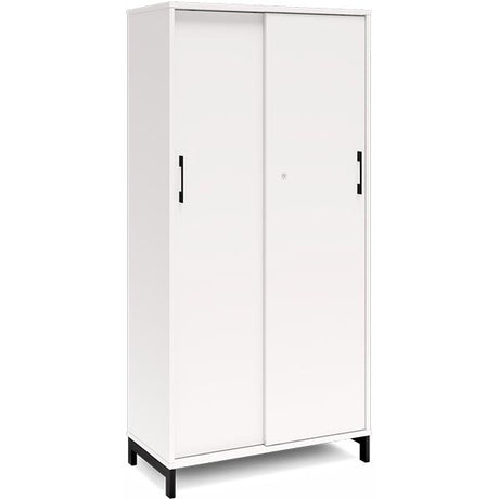 Ergoff Kontorskab DNA, 800x1660 mm, Hvid/Sort, skydedør 4A4 – Bogreoler & kontorskabe (billede 1)