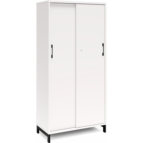 Ergoff Kontorskab DNA, 800x1660 mm, Hvid/Sort, skydedør 4A4 – Bogreoler & kontorskabe (billede 1)