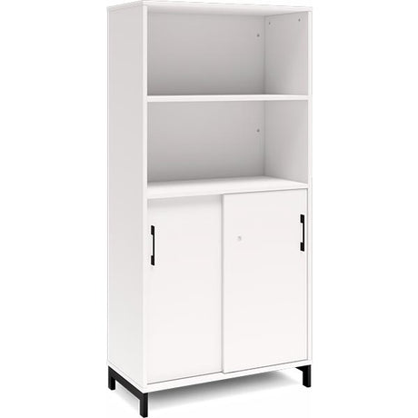 Ergoff Kontorskab DNA, 800x1660 mm, Hvid/Sort, skydedør 4A4 – Bogreoler & kontorskabe (billede 1)