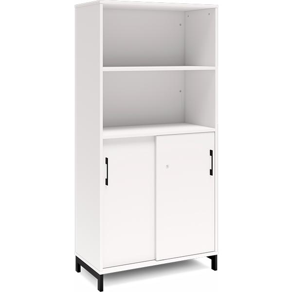 Ergoff Kontorskab DNA, 800x1660 mm, Hvid/Sort, skydedør 4A4 – Bogreoler & kontorskabe (billede 1)